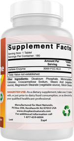 Best Naturals lactase enzyme tablets packaging showcasing the third party lab tested guarantee.
