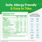 Culturelle Kids Multivitamin plus Probiotic fruit punch flavored chewable tablets side panel