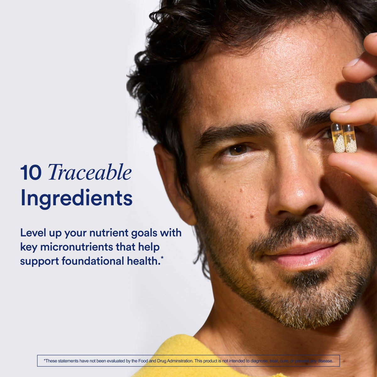 Ritual men daily multivitamin capsule layout highlighting delayed release technology