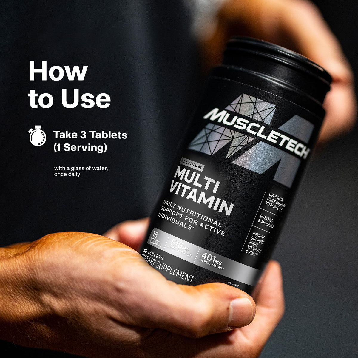 Supplement facts panel on advanced health formula for men and women