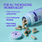 Love Wellness Bye Bye Bloat supplement bottle label displaying clean ingredients and digestive enzyme blend