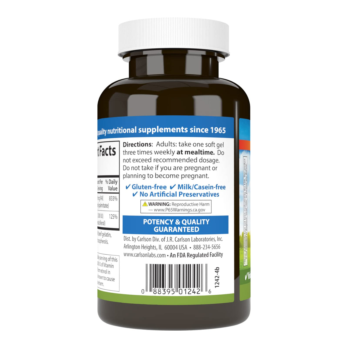 Carlson Labs high potency Vitamin A and D softgels