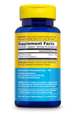 Supplement facts and ingredient list side view on the bottle of Nature's Life Vitamin A capsules