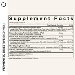 Codeage Fermented Digestive Enzymes supplement facts showing 14 food enzymes and probiotic blend