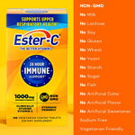 Side view of Ester-C Vitamin C supplement facts and vegetarian friendly manufacturing details