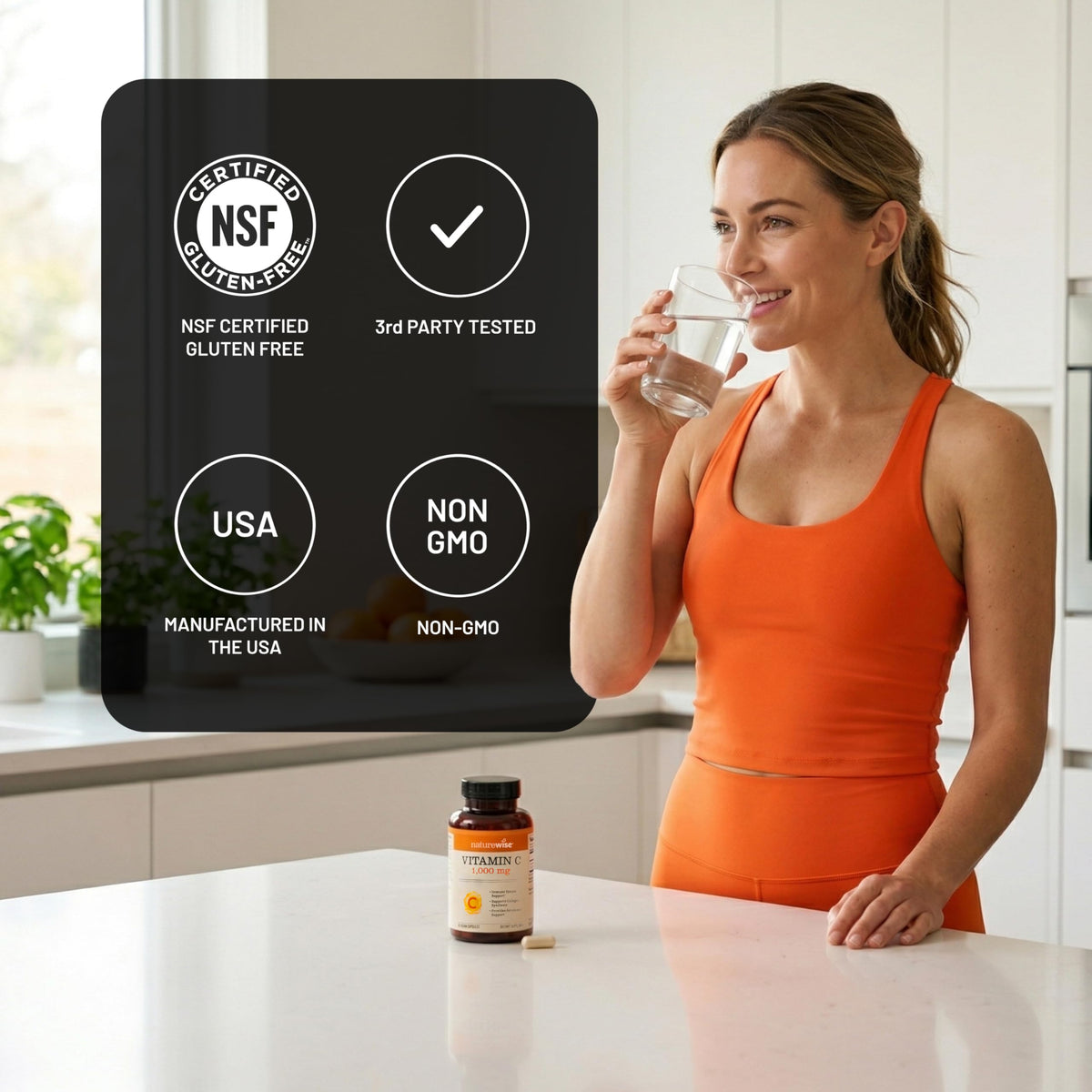 NatureWise daily immune and skin health supplement with authentic seals highlighted