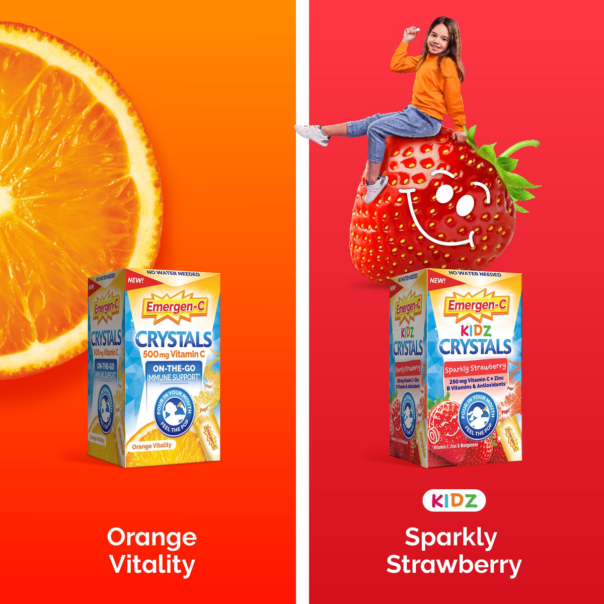 Gluten free and vegetarian children immune defense stick packs close up