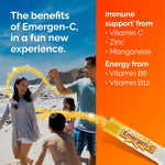 Emergen-C Orange Vitality waterless immune support supplement packaging details