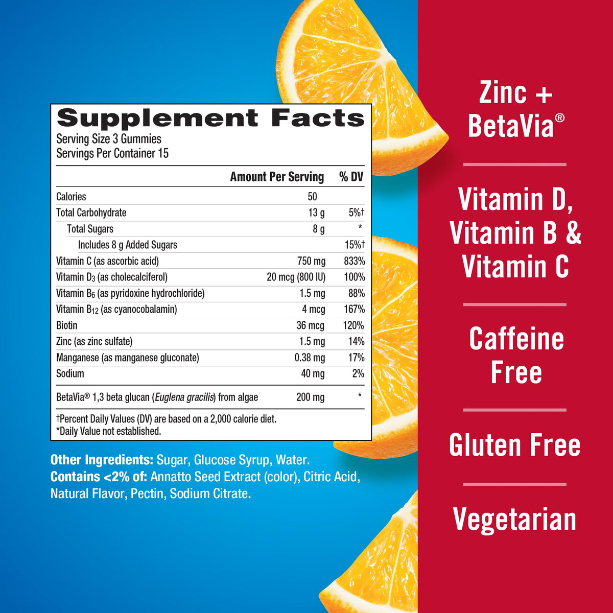 Emergen-C Immune Plus bottle highlighting BetaVia and Vitamin D content