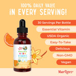 Authentic imported MaryRuth's organic kids vitamin C liquid drops dietary supplement display.