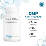 Supersmart brand 7-Keto DHEA dietary supplement bottle close up shot.