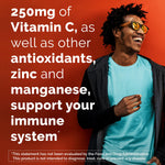Emergen-C daily immunity defense gummies side view highlighting nutrition facts and B vitamins
