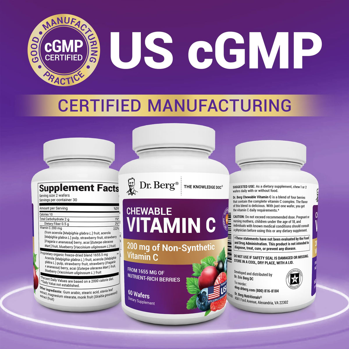 Dr. Berg gluten free vegan vitamin C whole food complex supplement.
