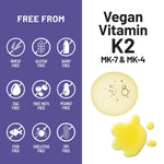 Premium imported NatureWise Vitamin K2 complex softgels next to its protective bottle