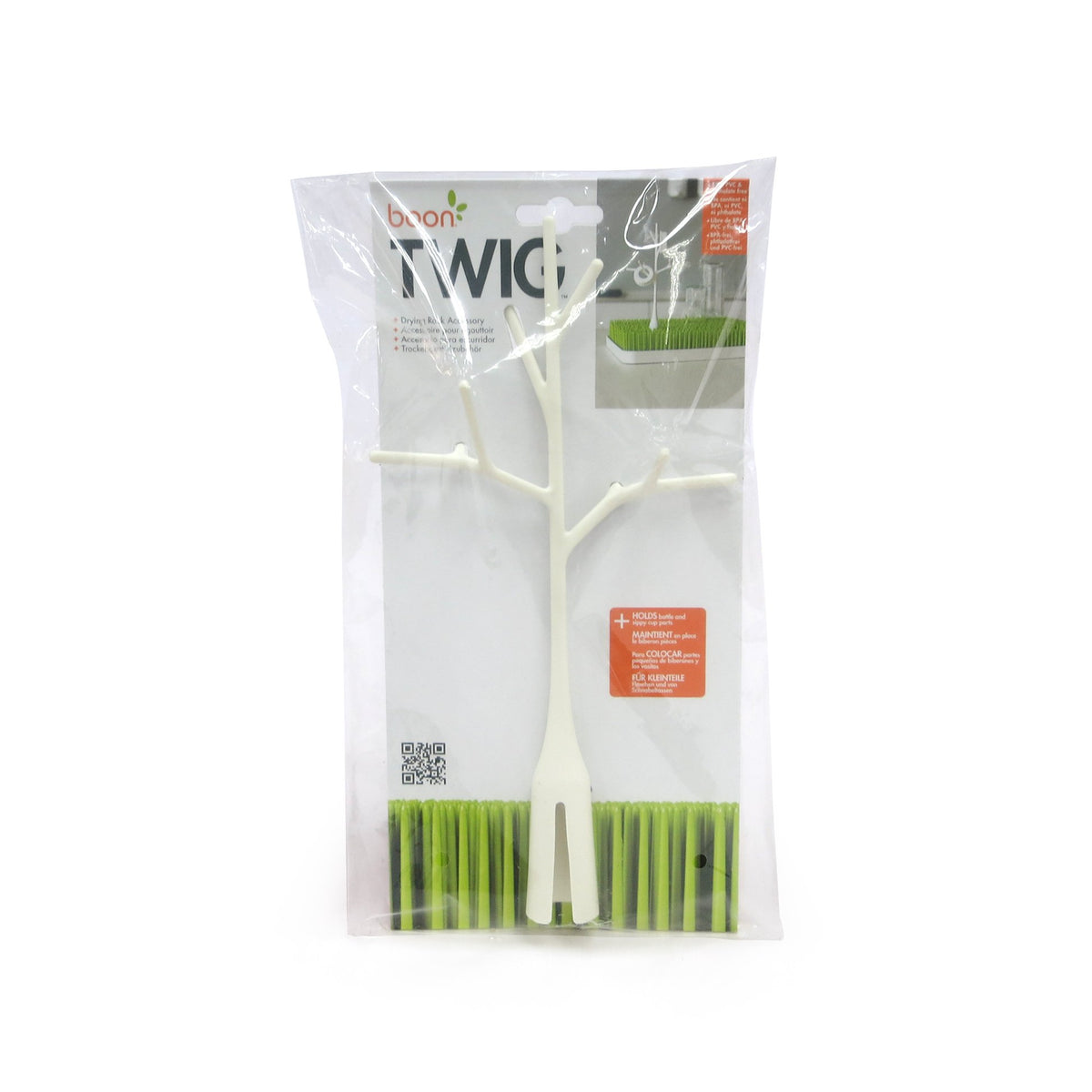 Boon Twig accessory holding baby pacifiers and bottle parts