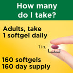 Nature Made 160 softgels bottle highlighting essential B vitamins with no artificial flavors