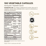 Solgar high potency Vitamin B Complex 100 supplement nutritional facts label.