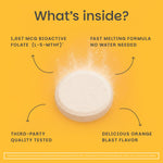 EZ Melts active Vitamin B9 sublingual tablets shown outside the bottle container