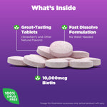 Natrol maximum strength biotin 10000 mcg packaging showing nutrition information