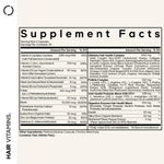 Codeage Hair Vitamins supplement facts label highlighting ten thousand micrograms biotin content