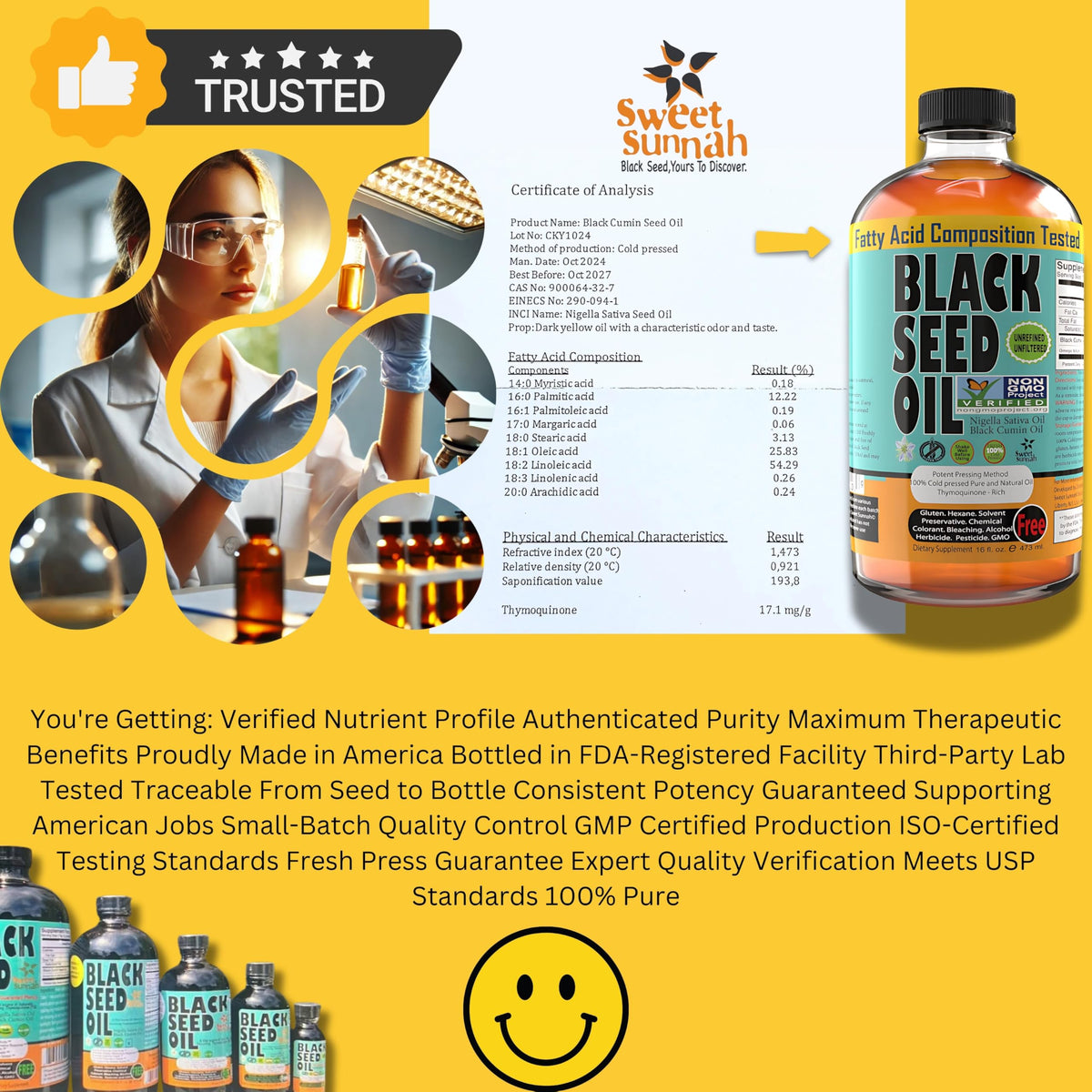 Sweet Sunnah authentic Turkish black cumin seed oil sixteen ounce dietary supplement bottle