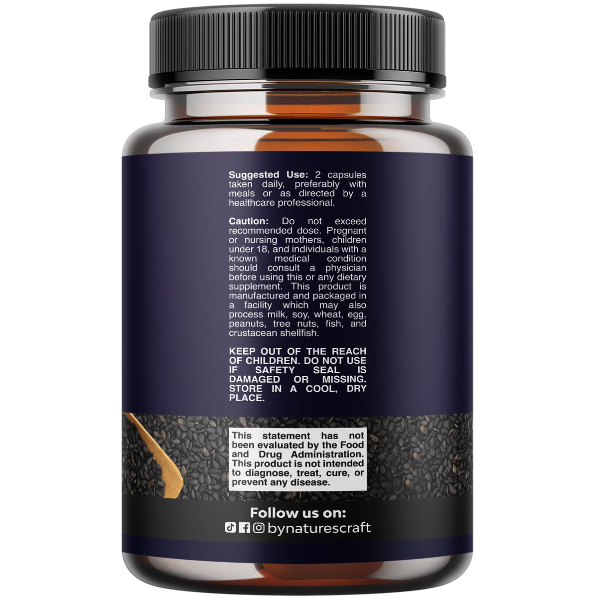 Natures Craft cold pressed black cumin seed oil dietary supplement facts label