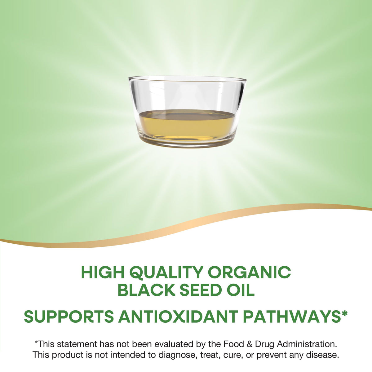 Unrefined organic black seed oil liquid supplement bottle angled view showing vegan certification.