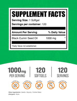 BulkSupplements Black Cumin Seed Oil supplement facts and ingredients label