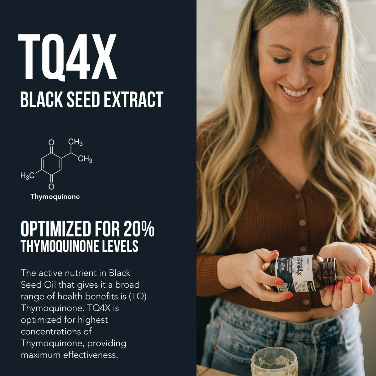 Triquetra Health 20 percent thymoquinone supplement supplement facts label