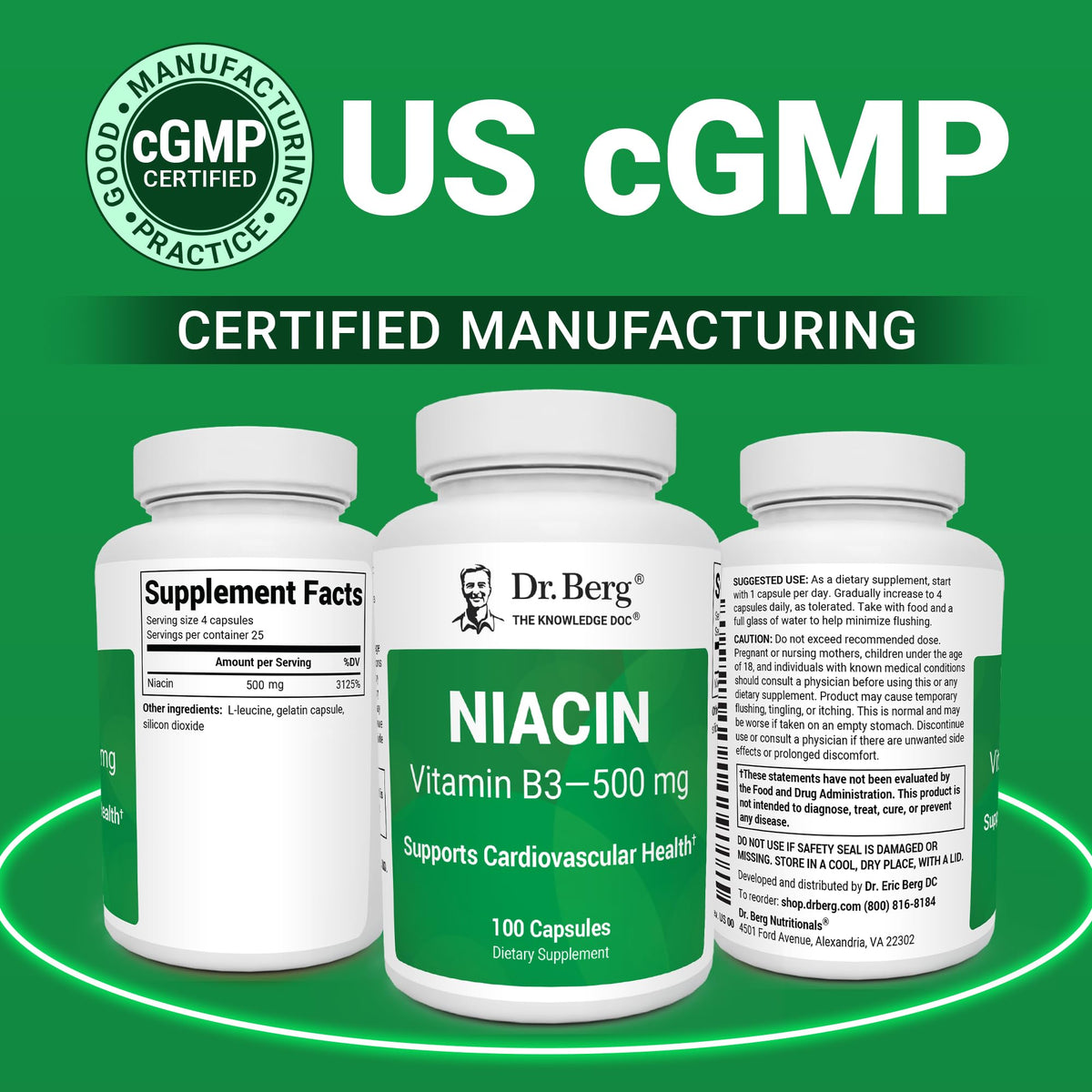 Authentic USA imported Dr. Berg Niacin 100 count bottle