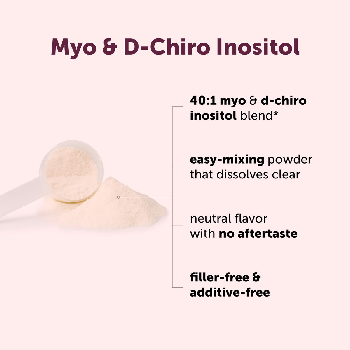 Unflavored inositol powder mix showing fine texture for easy beverage blending