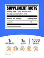 BulkSupplements Vitamin B8 powder nutritional label