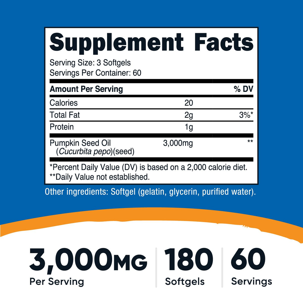 Nutricost Pumpkin Seed Oil supplement facts label