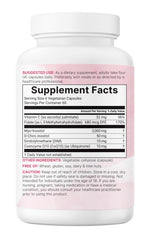 Side view of Micro Ingredients 240 capsule bottle detailing the sixty day supply instructions.