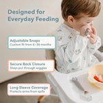 Stain resistant recycled polyester toddler art apron bib with comfortable elasticized cuffs