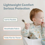 Lightweight travel friendly waterproof infant bib folded compactly for diaper bags