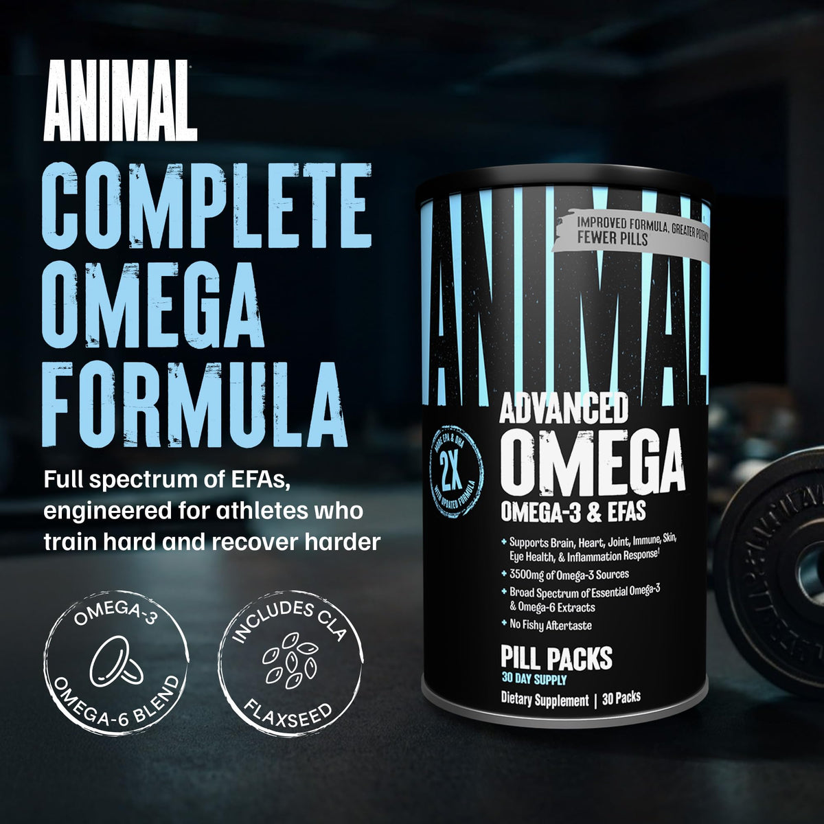 Animal Advanced Omega essential fatty acid supplement packaging