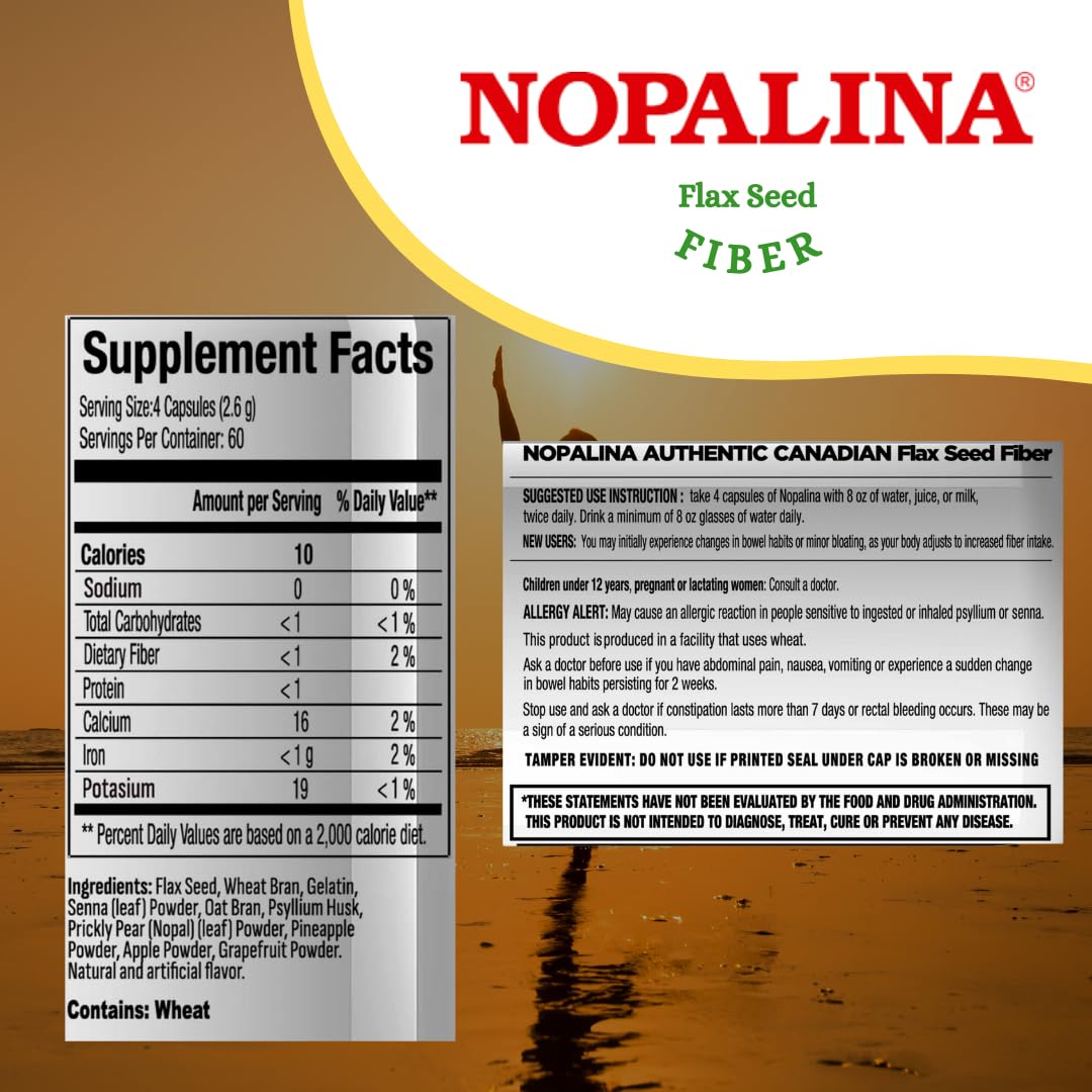 Nopalina authentic USA manufactured fiber formula capsules packaging