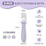 Close up view of the rounded anti choke design on the children silverware set.