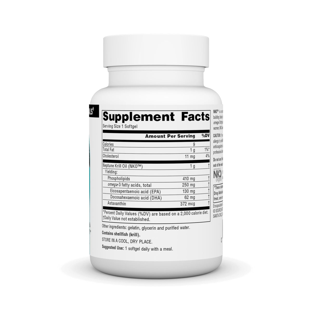 Authentic Source Naturals krill oil omega 3 phospholipids bottle highlighting heart health benefits.