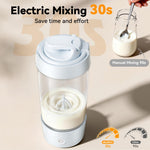 Rechargeable baby milk maker stored inside a home refrigerator door shelf.