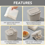 Avadhimpex portable milk powder dispenser open lid showing included scoop and leveler