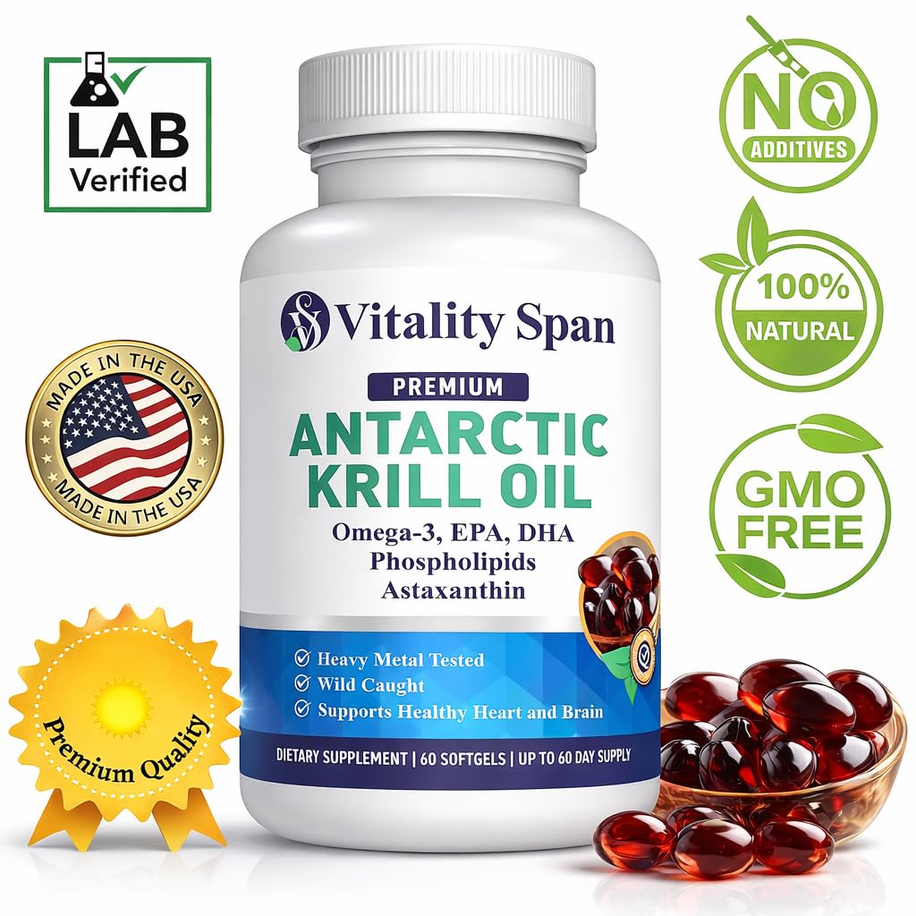 Vitality Span phospholipid omega 3 capsules next to its original packaging box for authenticity verification.