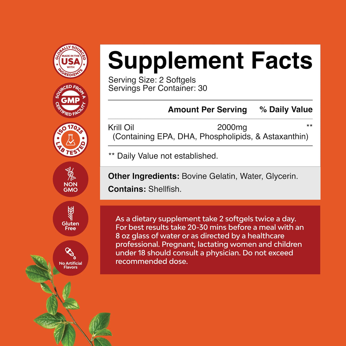 High absorption Antarctic krill oil softgels close up showing natural red astaxanthin color.