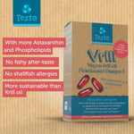Testa Omega 3 plant based krill alternative packaging box showing nutritional facts