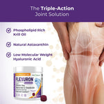 Close up of the non GMO and gluten free seals on Flexuron joint formula packaging.