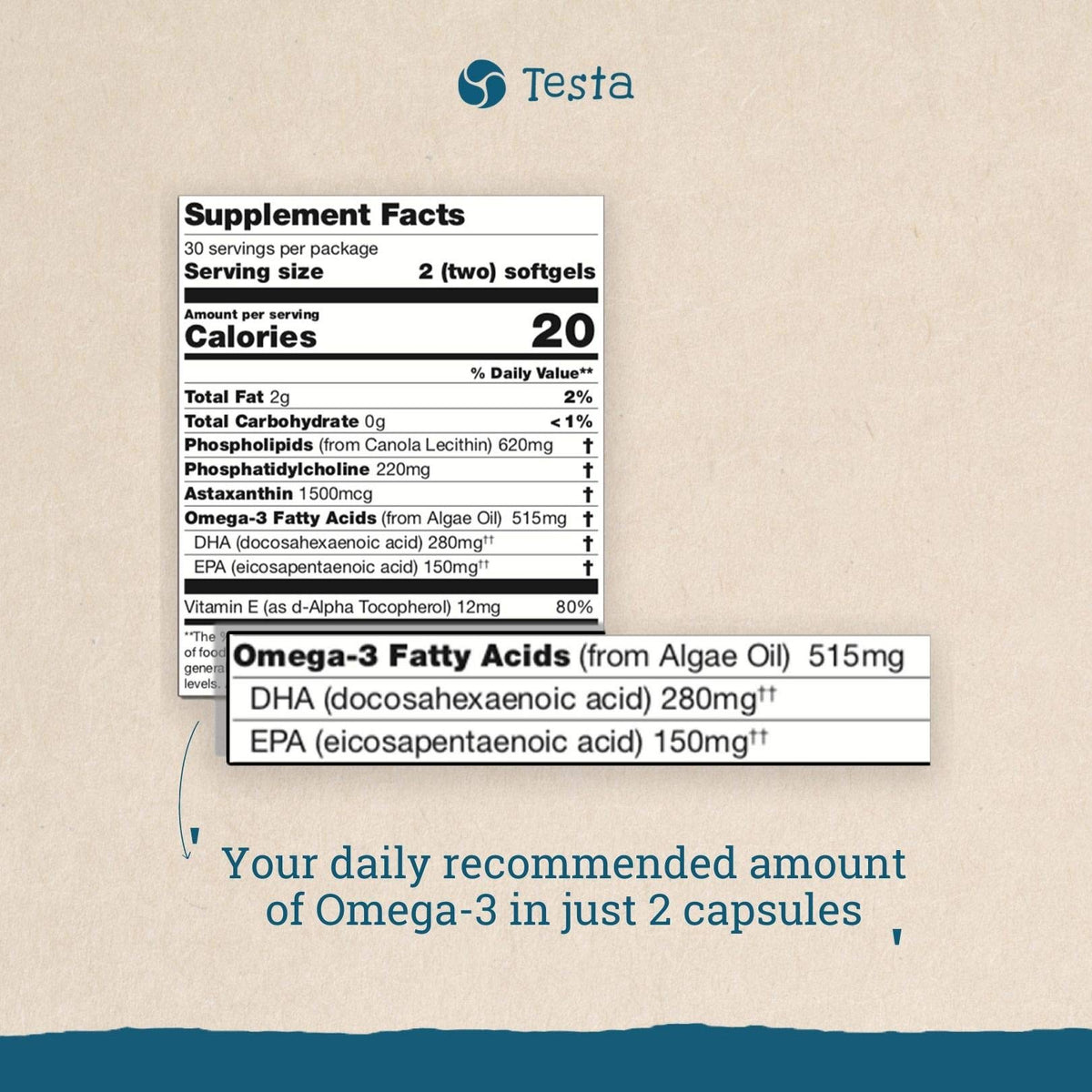 Testa Omega 3 sustainable krill alternative box highlighting eye health support