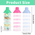 Manwetye portable formula storage container with individual layers disassembled to show modular travel snack box functionality.