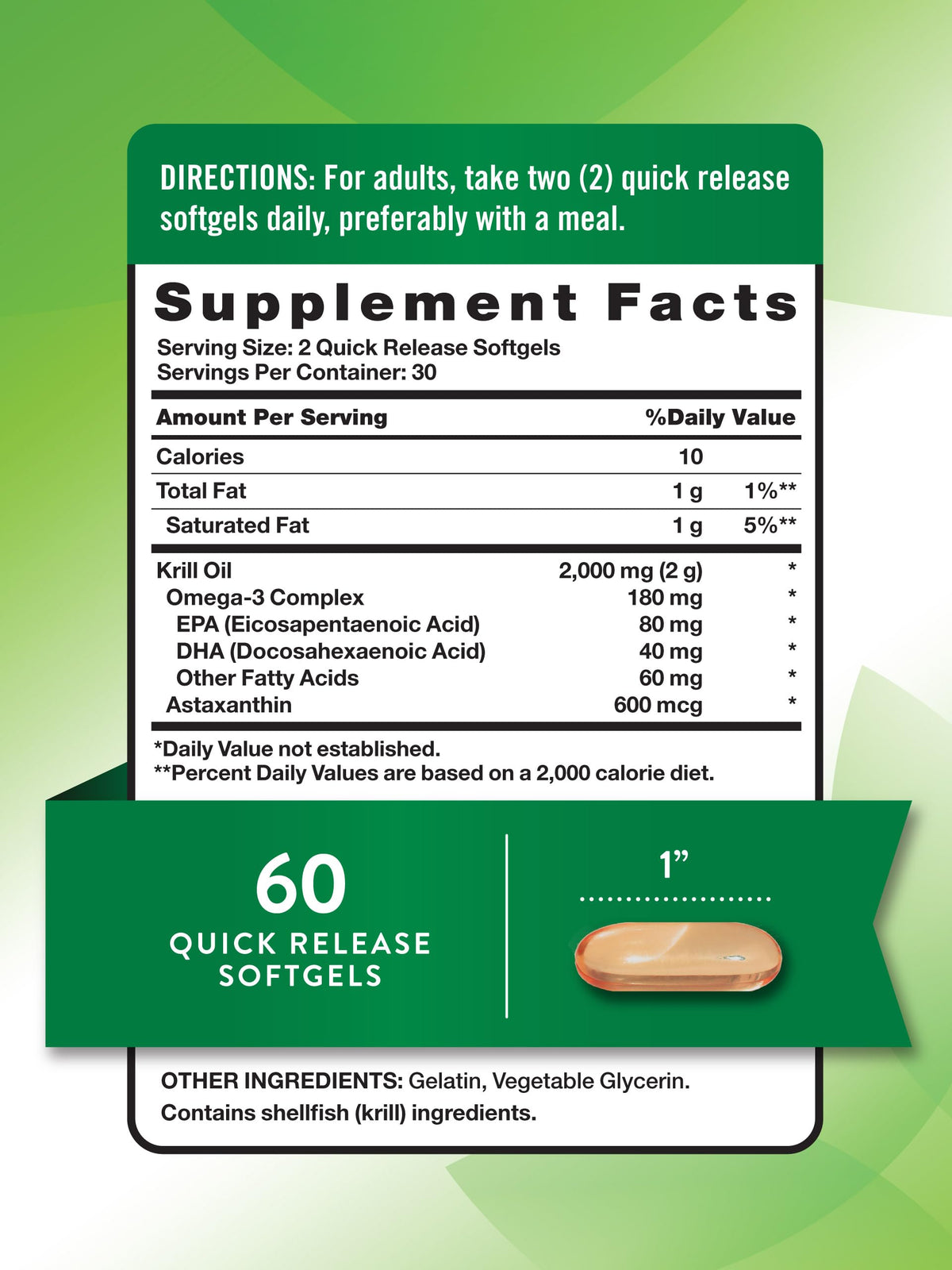 Nature's Truth Red Krill Oil supplement facts and ingredients label layout