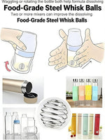 Yofan milkshake supplement agitator balls placed next to a small drinking cup